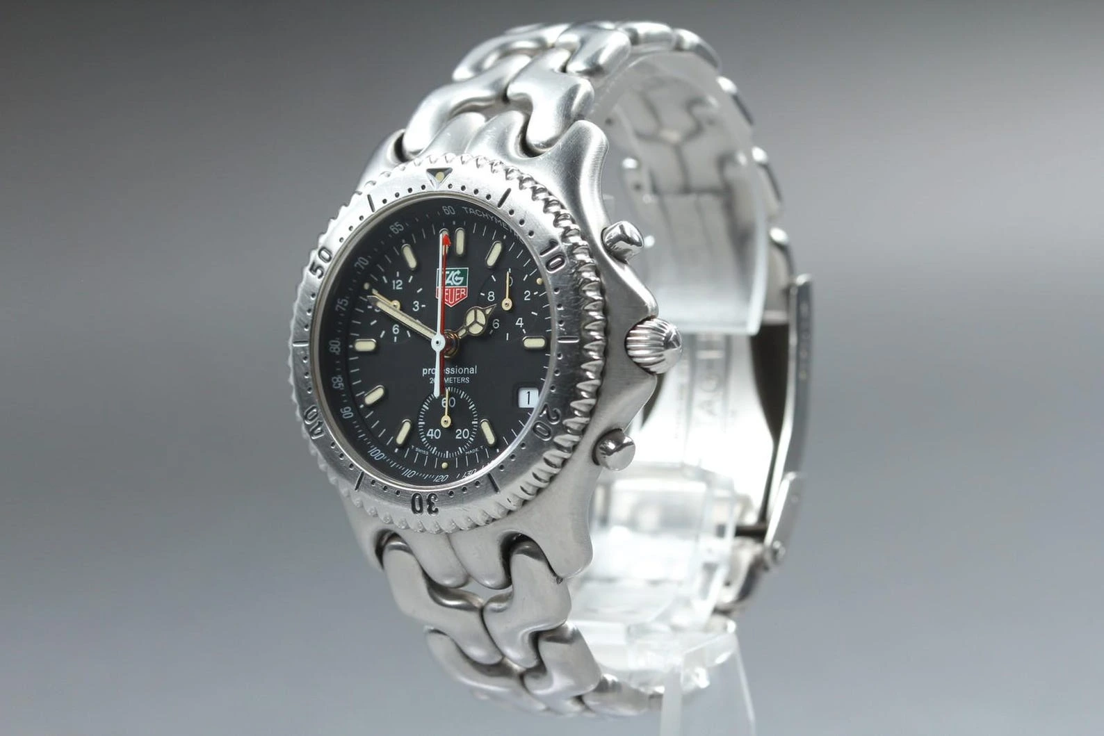 w/Box N MINT TAG Heuer SEL Professional Cg1110-0 Chronograph Black Qz Mens Watch - Image 2