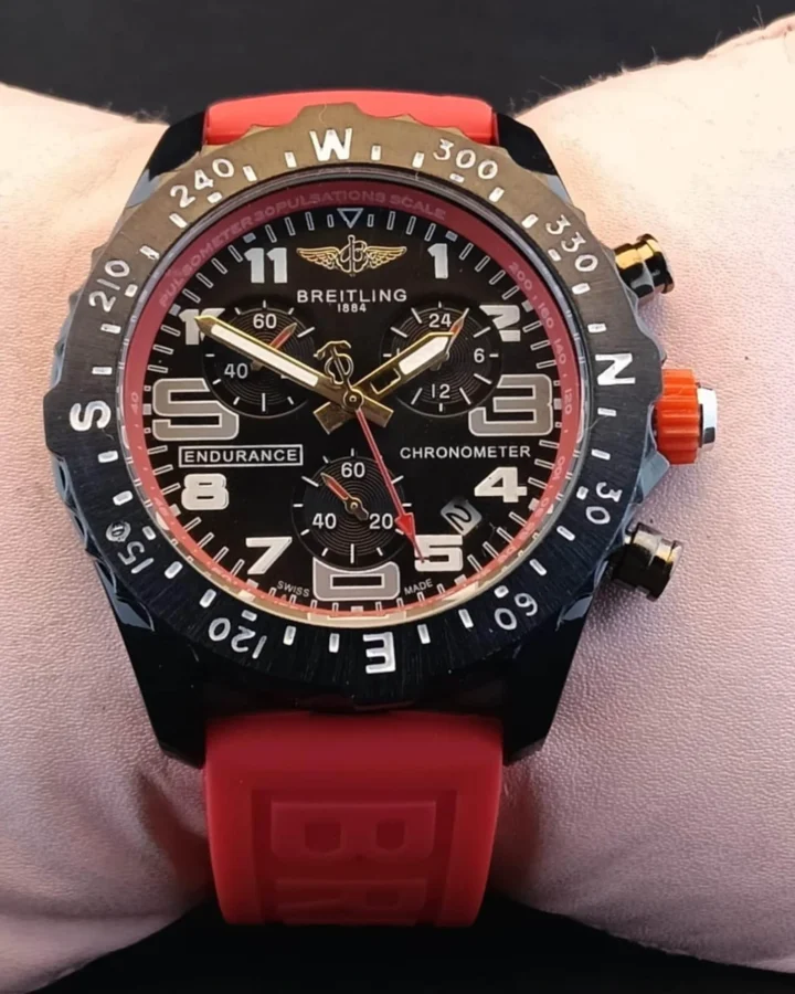 Vintage Breitling Endurance Black Dial Date Rotating Bezel Stainless Steel Case Working Men's Wristwatch