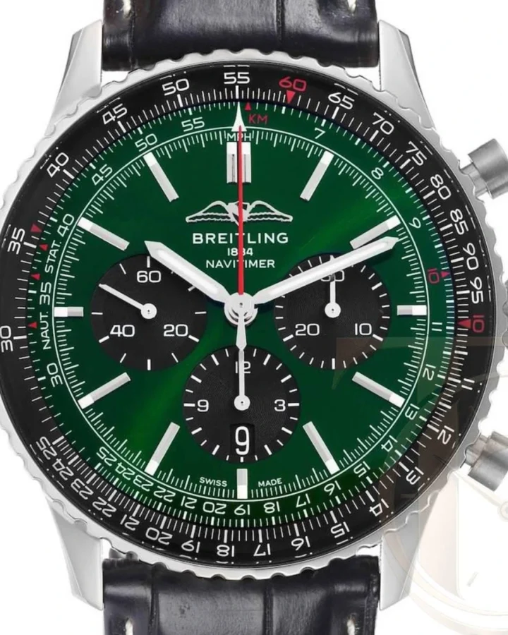 Breitling Watch chronograph Quartz Green Dial Stainless steel Men's Watch Gift For Him