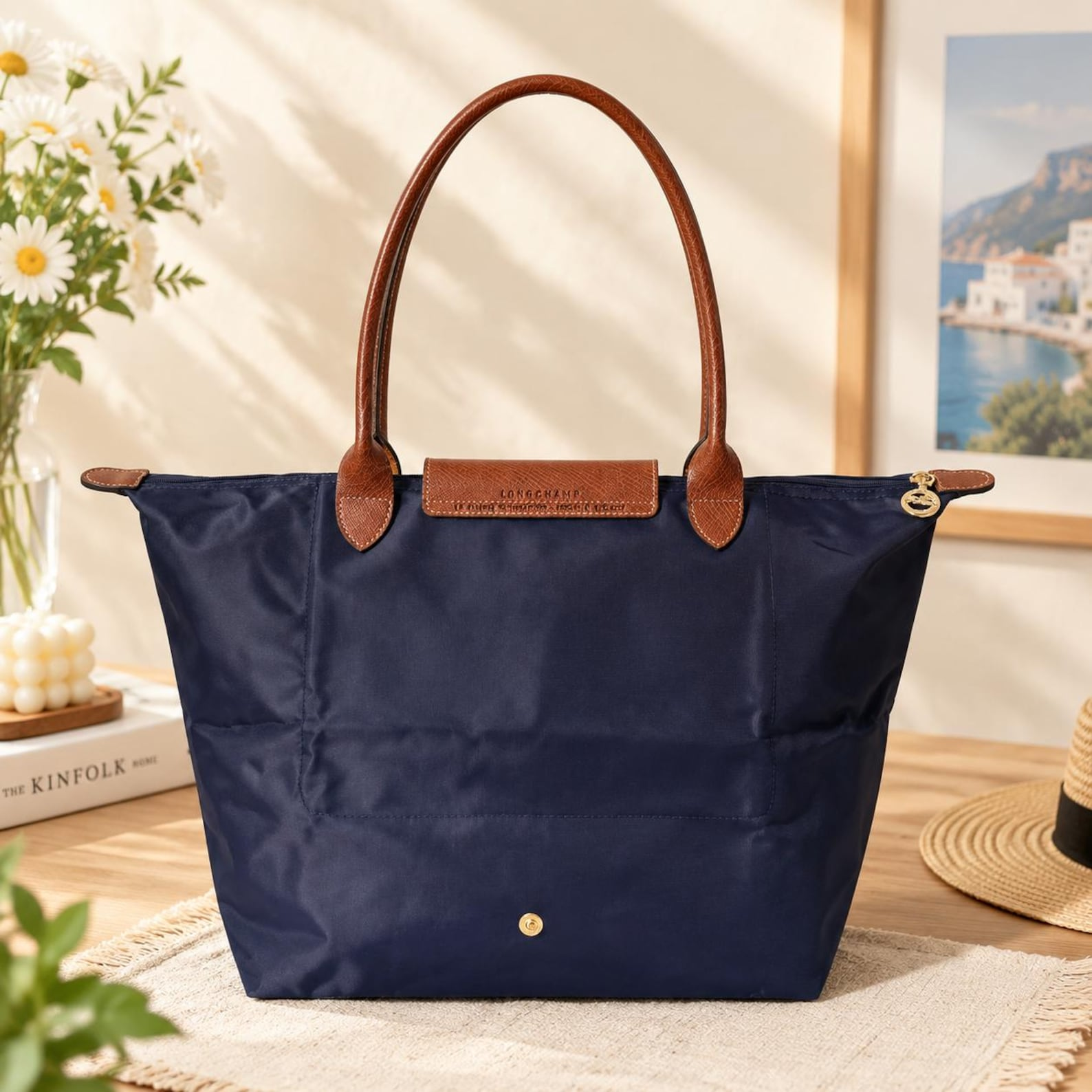 Longchamp Nylon Tote Bag | Foldable Everyday Purse, Leather Trim - Image 4