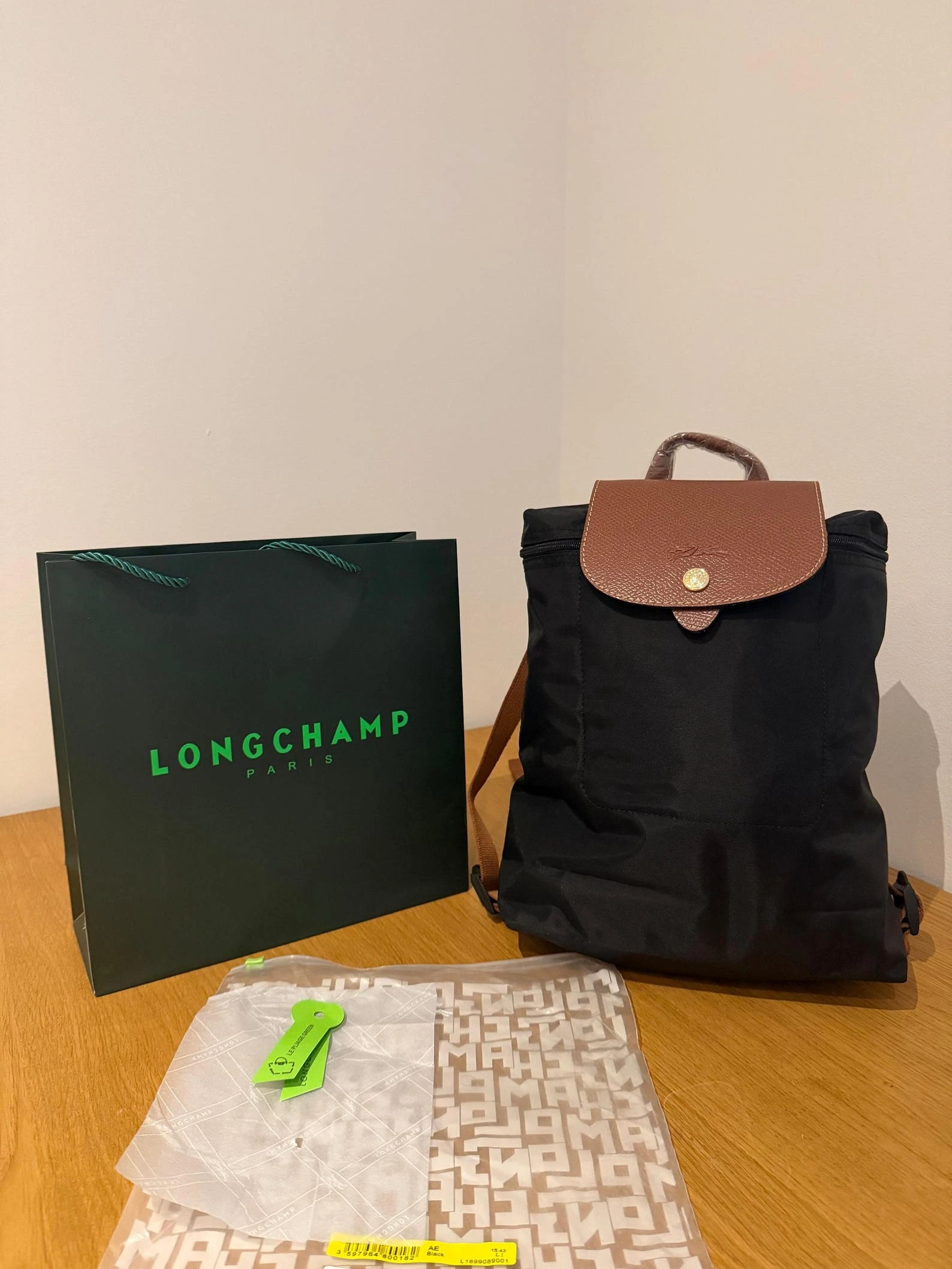 Longchamp Le Pliage Black Nylon Backpack Everyday Commuter and Travel Daypack Perfect Gift